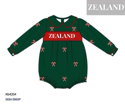 RTS: Sleigh My Name- Boys Candy Cane Knit Bubble “ZEALAND”
