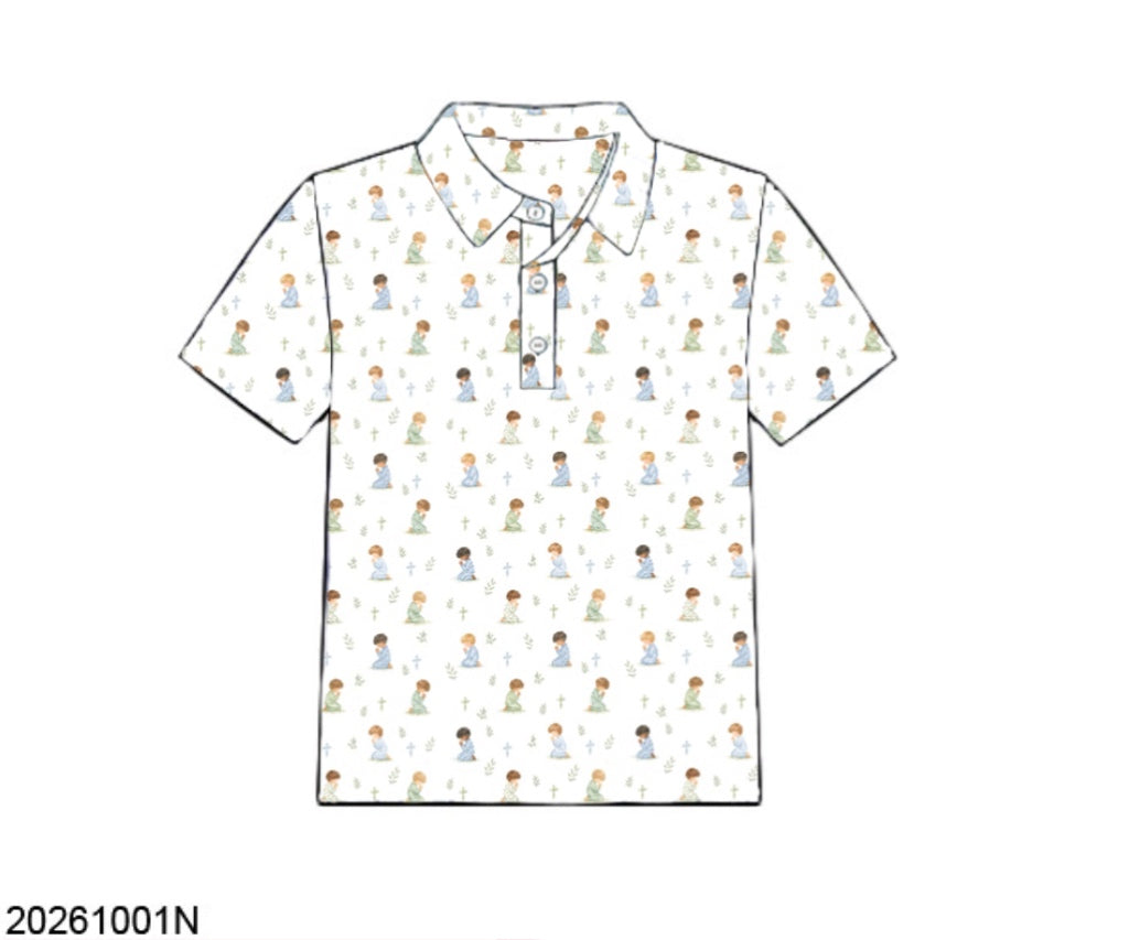 Pre Order 151: Little Hands, Big Prayers- Boys Knit Polo