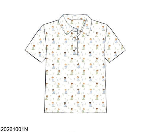 Pre Order 151: Little Hands, Big Prayers- Boys Knit Polo