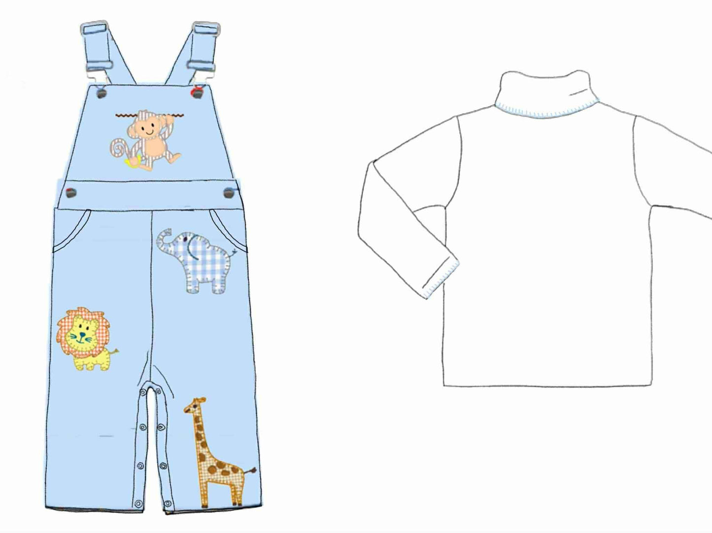 RTS: Safari Appliqué- Boys Woven 2pc Longall