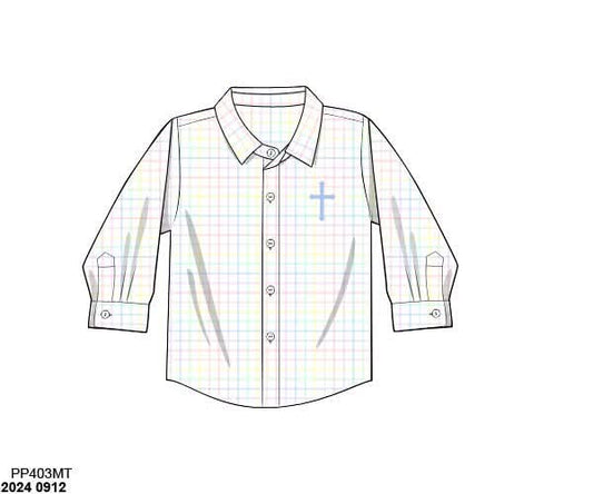 Special Pricing 2.0: Pink & Blue Crosses- Boys Woven Button Up