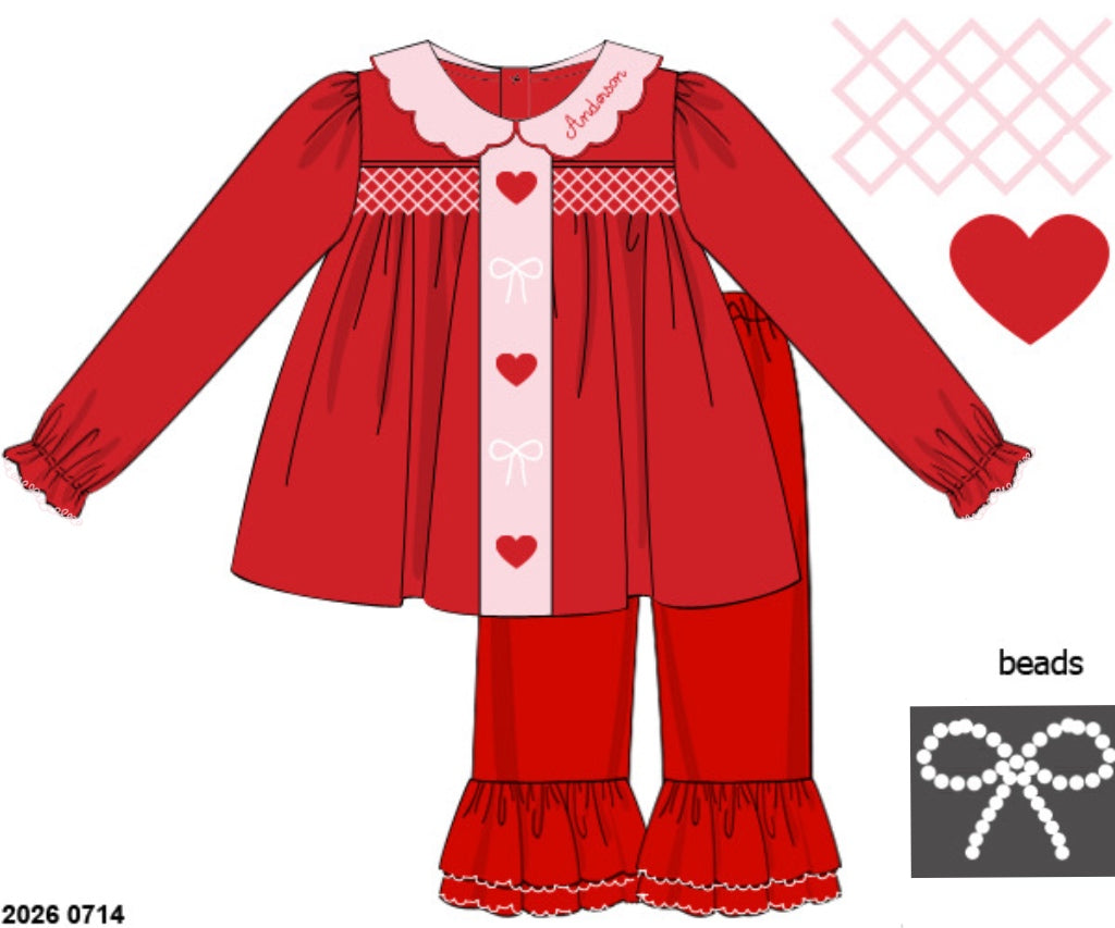 Pre Order 147: Heart to Handle- Girls Knit Pant Set