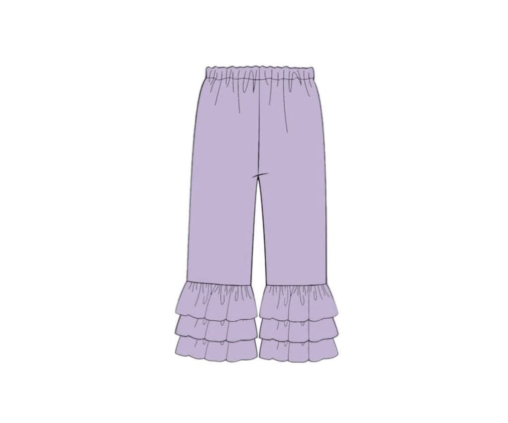 Pre Order 145: Mix & Match- Girls Knit Lavender Ruffle Pants