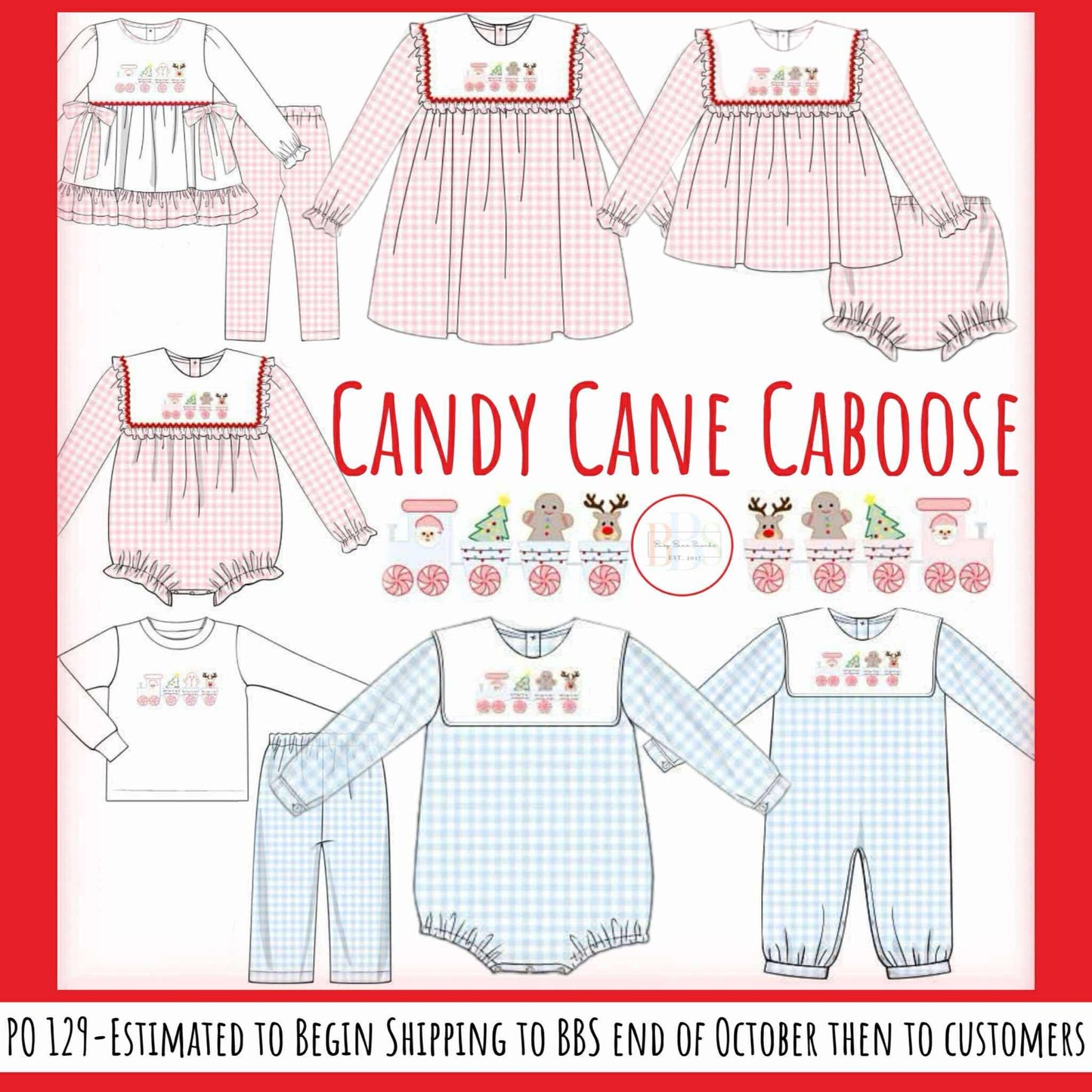 RTS: Candy Cane Caboose- Girls Knit Bubble