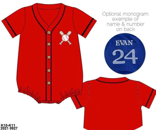 Pre Order 149: Homerun- Boys Red Jersey Bubble***