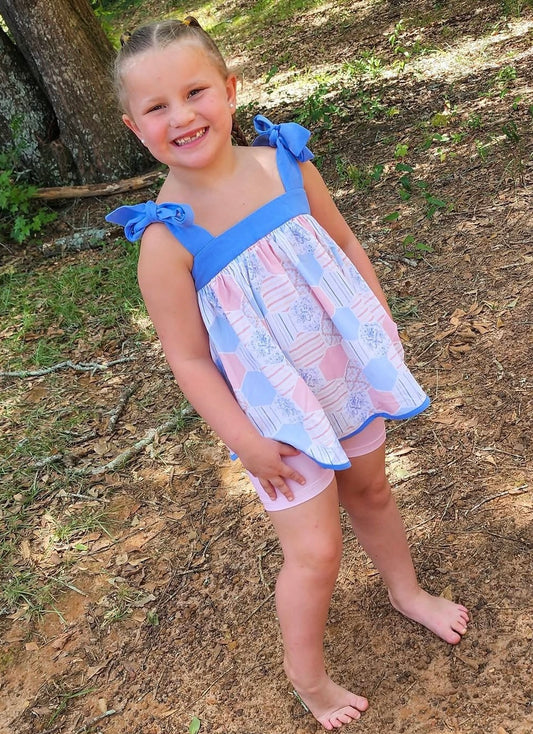 RTS: Palmer Patches- Girls Knit Biker Short Set