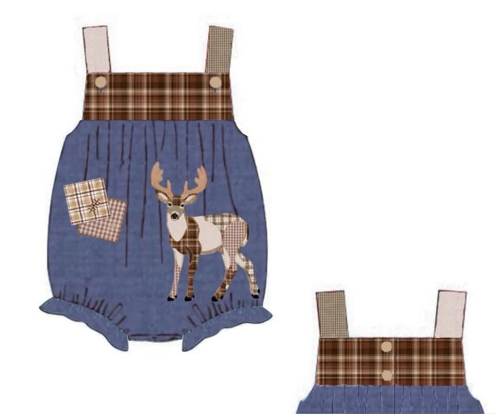 Honey 3: Homestead- Deer: Girls Linen Appliqué Bubble