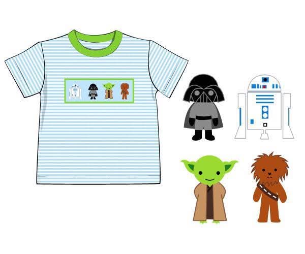 RTS: Character Collection- Boys Smocked Galaxy Friends Shirt