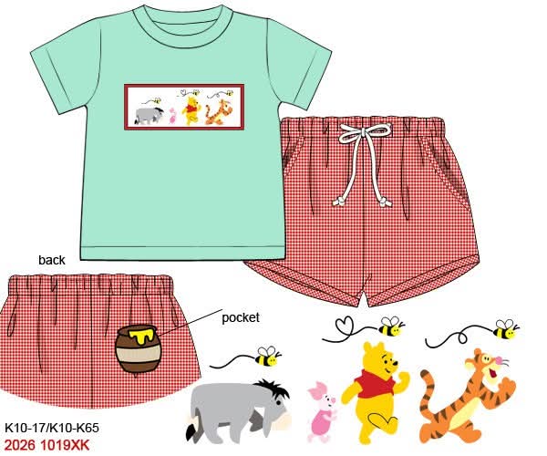 Pre Order 152: Hunny- Boys Smocked Shortie Set