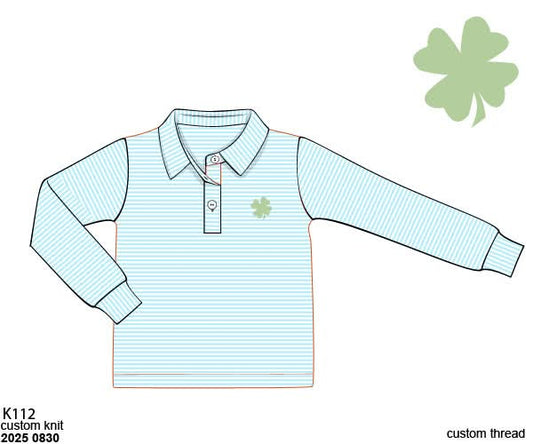 Pre Order 133: St. Patrick's Shirt Only- Boys Clover Polo Shirt