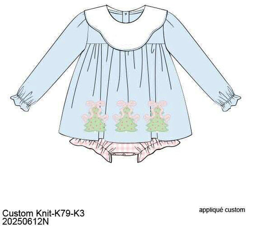RTS: Pastel Pines- Girls Applique Bubble (No Monogram)