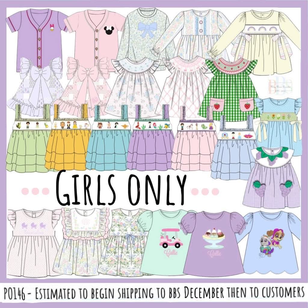 Pre Order 146: Girls Only-  Embroidered Izzy Floral Monogram Knit Shirt