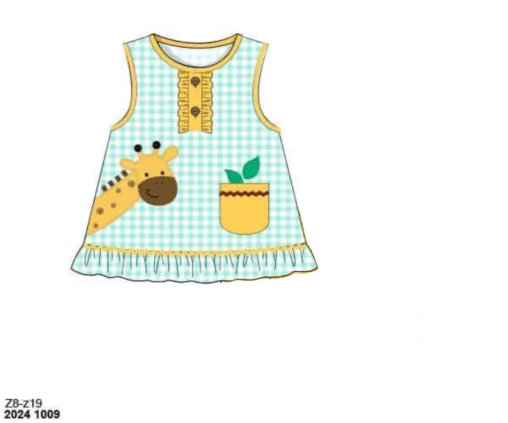Pre Order 146: Critters- Girls Giraffe Appliqué Knit Shirt