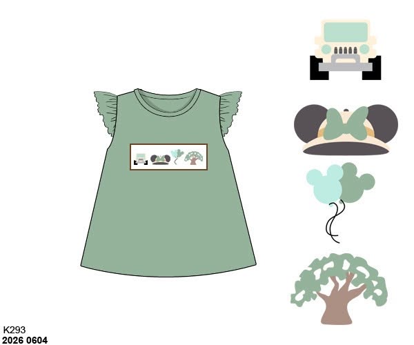 Pre Order 146: Characters- Girls Tree Park Smocked Knit Shirt