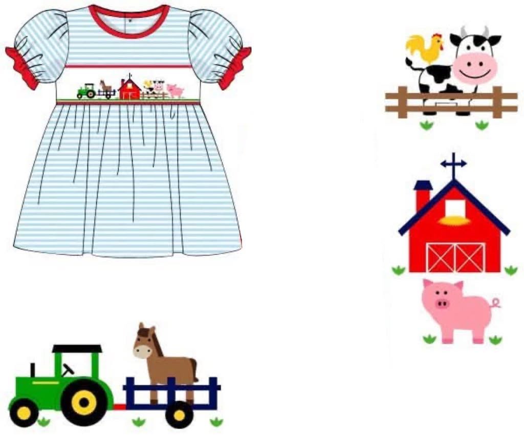Pre Order 146: Critters- Girls Smocked Farm Knit Shirt