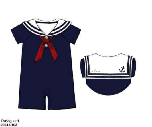 Pre Order 136: Sailors at Sea- Boys Rashguard 1pc Swimsuit