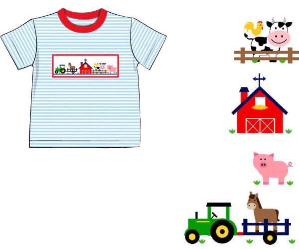 Pre Order 146: Critters- Boys Smocked Farm Knit Shirt