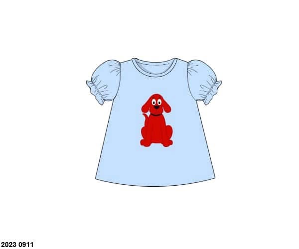 Pre Order 146: Books- Girls Red Dog Appliqué Knit Shirt