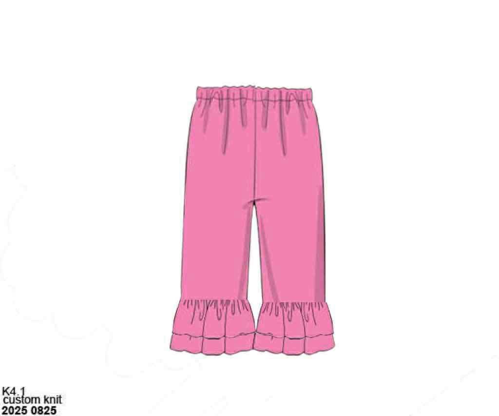 Pre Order 146: Knit Bottoms- Girls Dark Pink Ruffle Pants