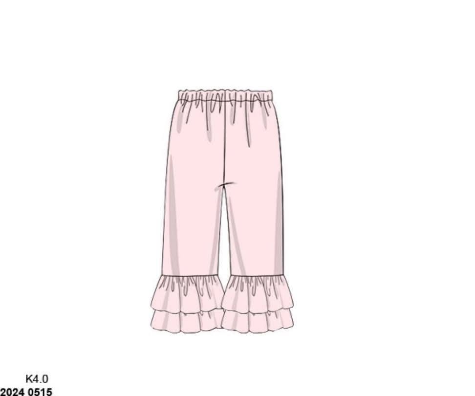 Pre Order 146: Knit Bottoms- Girls Light Pink Ruffle Pants