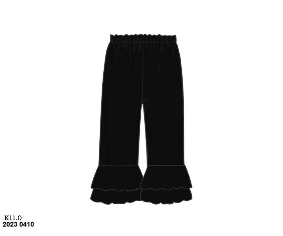 Pre Order 146: Knit Bottoms- Girls Black Ruffle Pants
