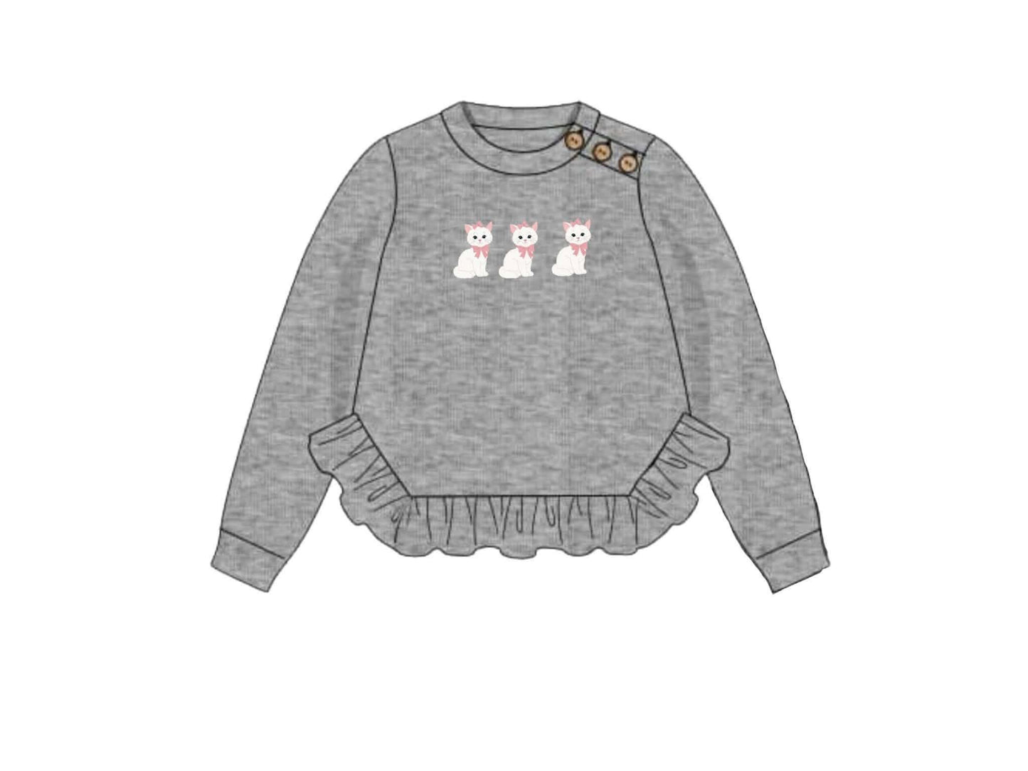 Pre Order 146: Sweaters- Girls Meow Embroidered Sweater