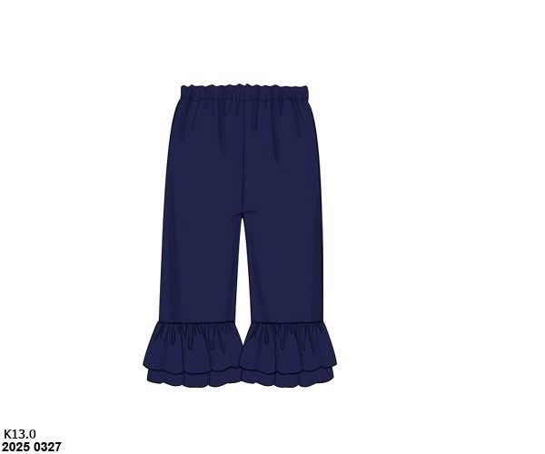 Pre Order 146: Knit Bottoms- Girls Navy Ruffle Pants