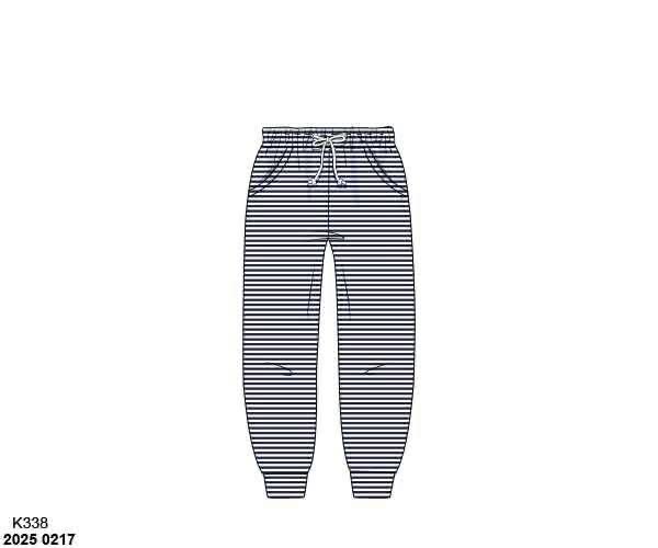 Pre Order 146: Knit Bottoms- Boys Navy Stripe Joggers