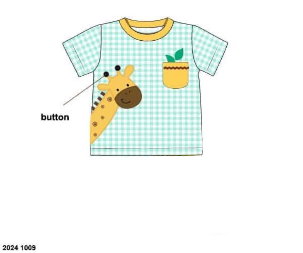 Pre Order 146: Critters- Boys Giraffe Appliqué Knit Shirt