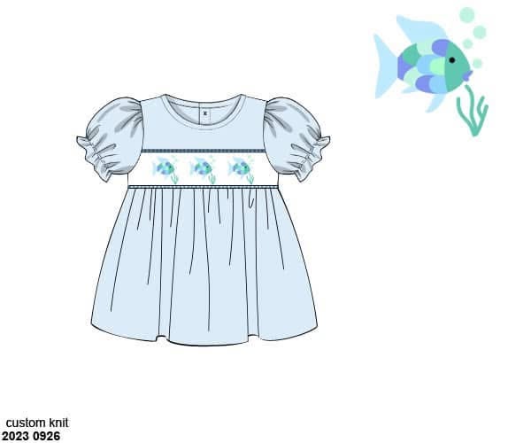 Pre Order 146: Books- Girls Smocked Fish Knit Shirt