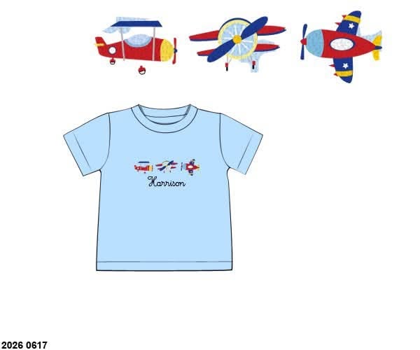 Pre Order 146: Things That GO- Boys French Knot Airplane Knit Shirt