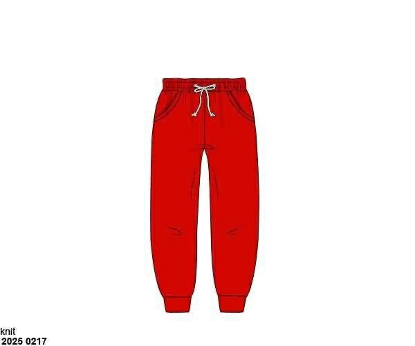 Pre Order 146: Knit Bottoms- Boys Red Joggers