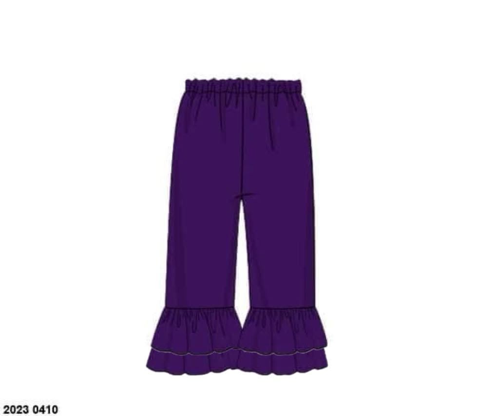 Pre Order 146: Knit Bottoms- Girls Purple Ruffle Pants