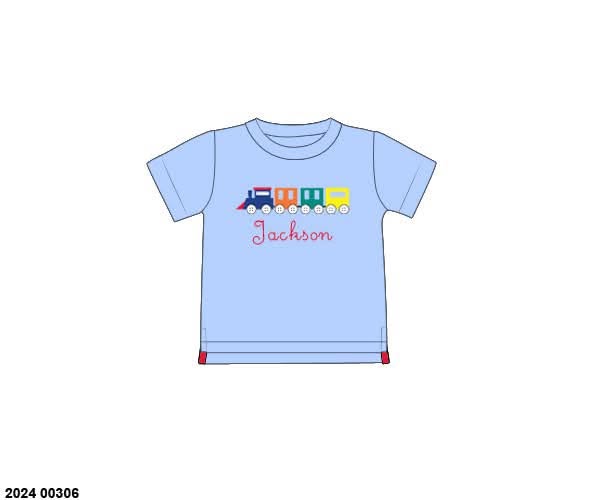 Pre Order 146: Things That GO- Boys Train Embroidered Knit Shirt