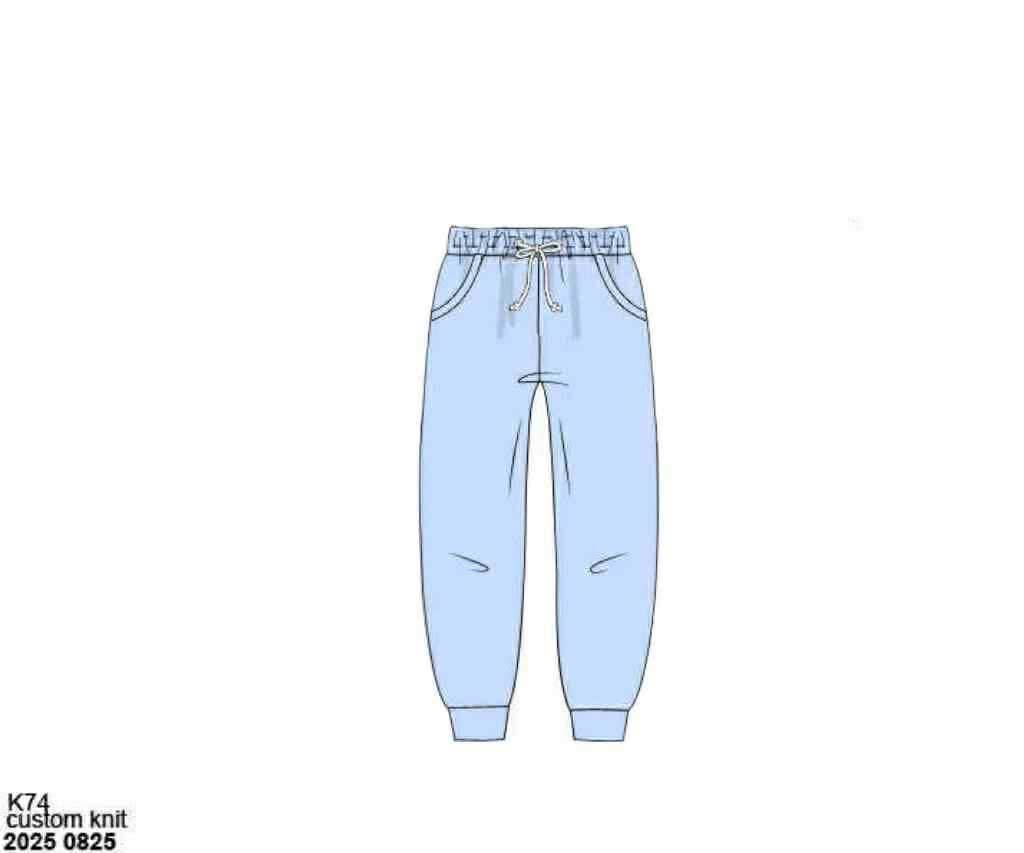 Pre Order 146: Knit Bottoms- Boys Baby Blue Joggers