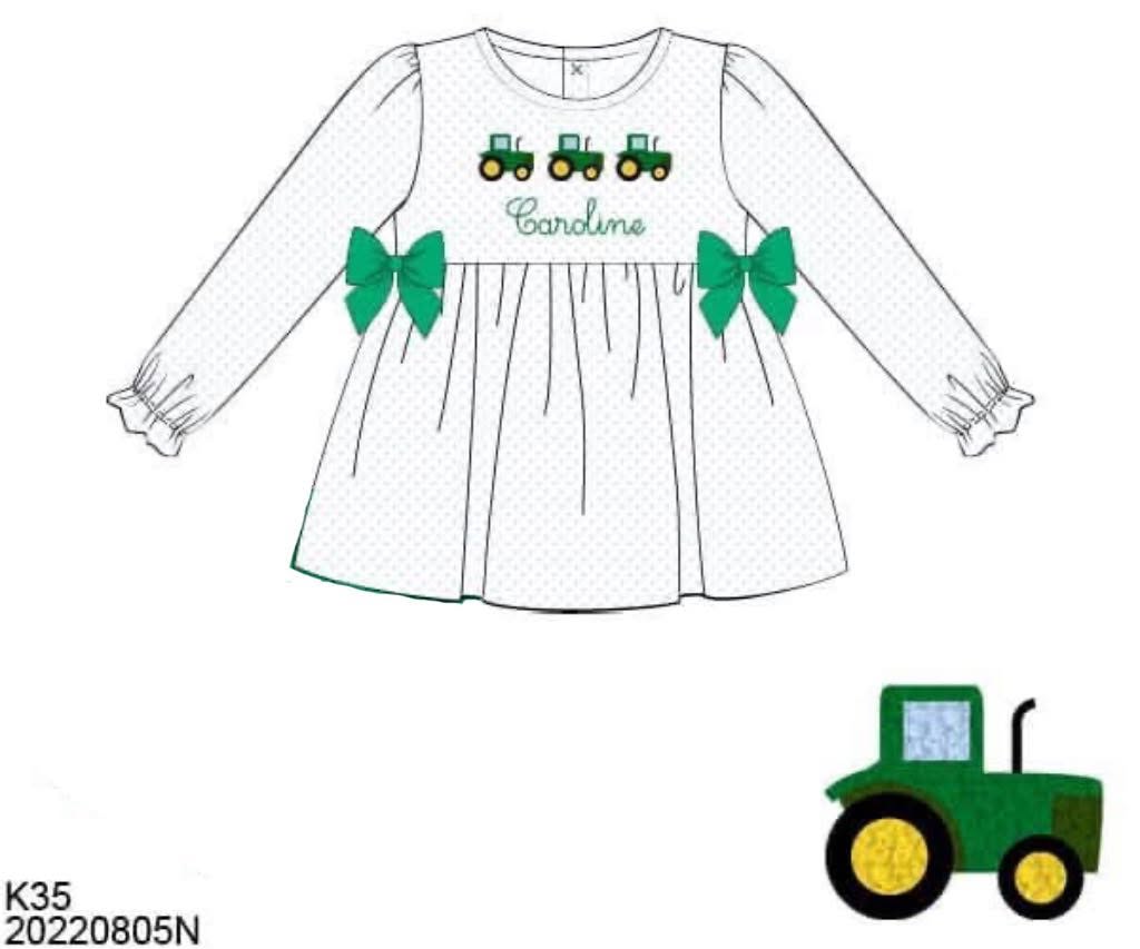 Pre Order 146: Things That GO- Girls French Knot Tractors Knit Shirt