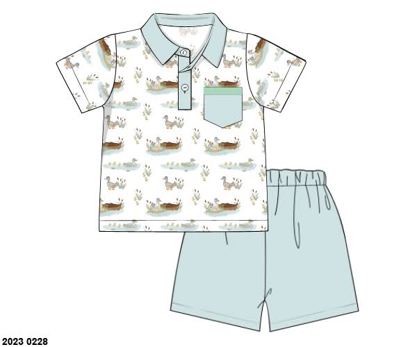 Pre Order 147: Rep Request- Boys SS Busy Bees Polo Set