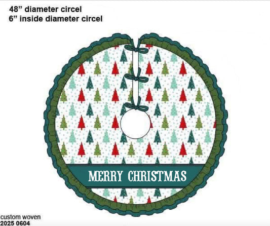 *CHRISTMAS RTS: Colorful Trees- Merry Christmas Smock Tree Skirt