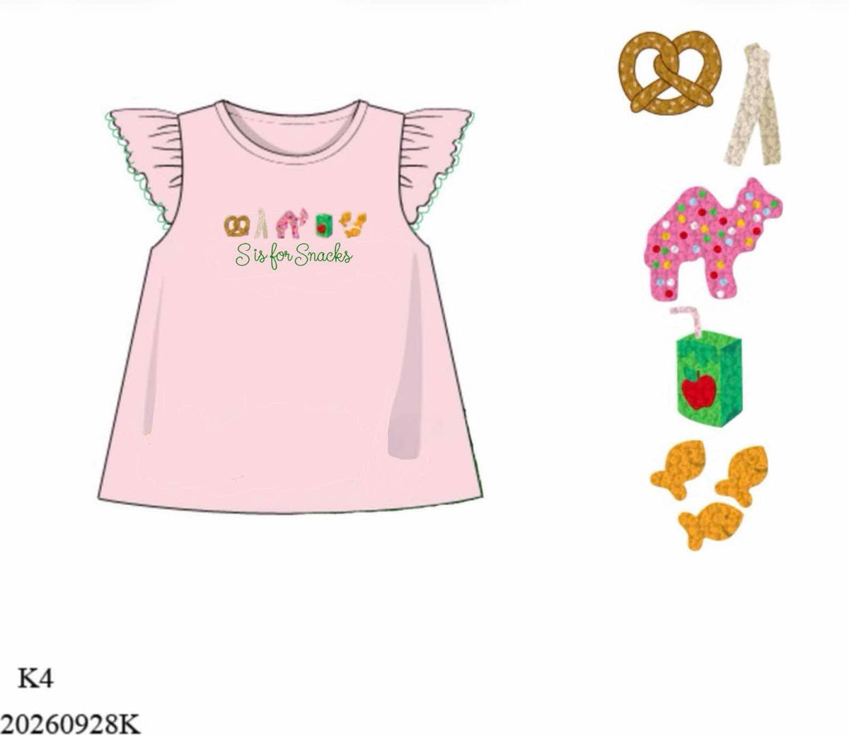 Pre Order 151: Snacks- Girls French Knot Shirt
