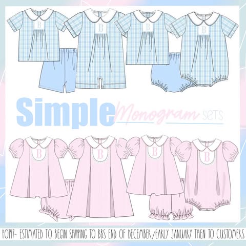 Pre Order 147: Simple Monogram- Girls Woven Bloomer Set