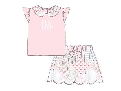 Pre Order 147: Cupid Shuffle- Girls Knit Skort Set