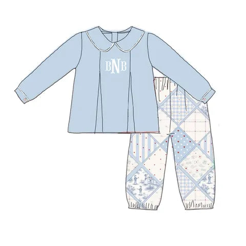 Pre Order 147: Cupid Shuffle- Boys Knit Bubble Pant Set