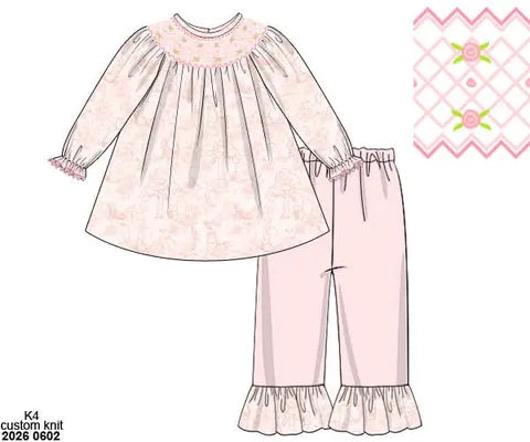 Pre Order 147: Bear Toile- Girls Knit Pant Set