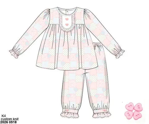 Pre Order 147: Be Mine- Girls Woven Bubble Pant Set