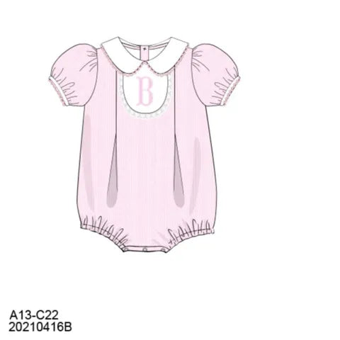 Pre Order 147: Simple Monogram- Girls Woven Bubble