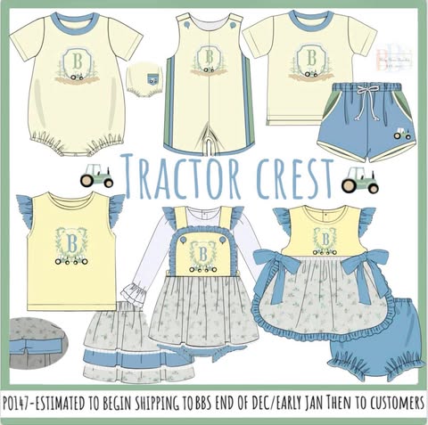 Pre Order 147: Tractor Crest- Girls Skirted Bubble
