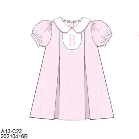 Pre Order 147: Simple Monogram- Girls Woven Dress