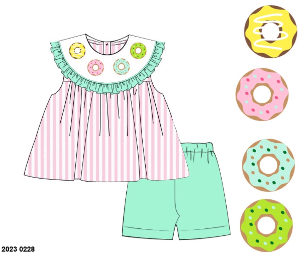 Throwback Pre Order: Donut Shop- Girls Knit Biker Short Set