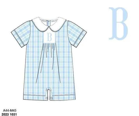Pre Order 147: Simple Monogram- Boys Woven Shortall