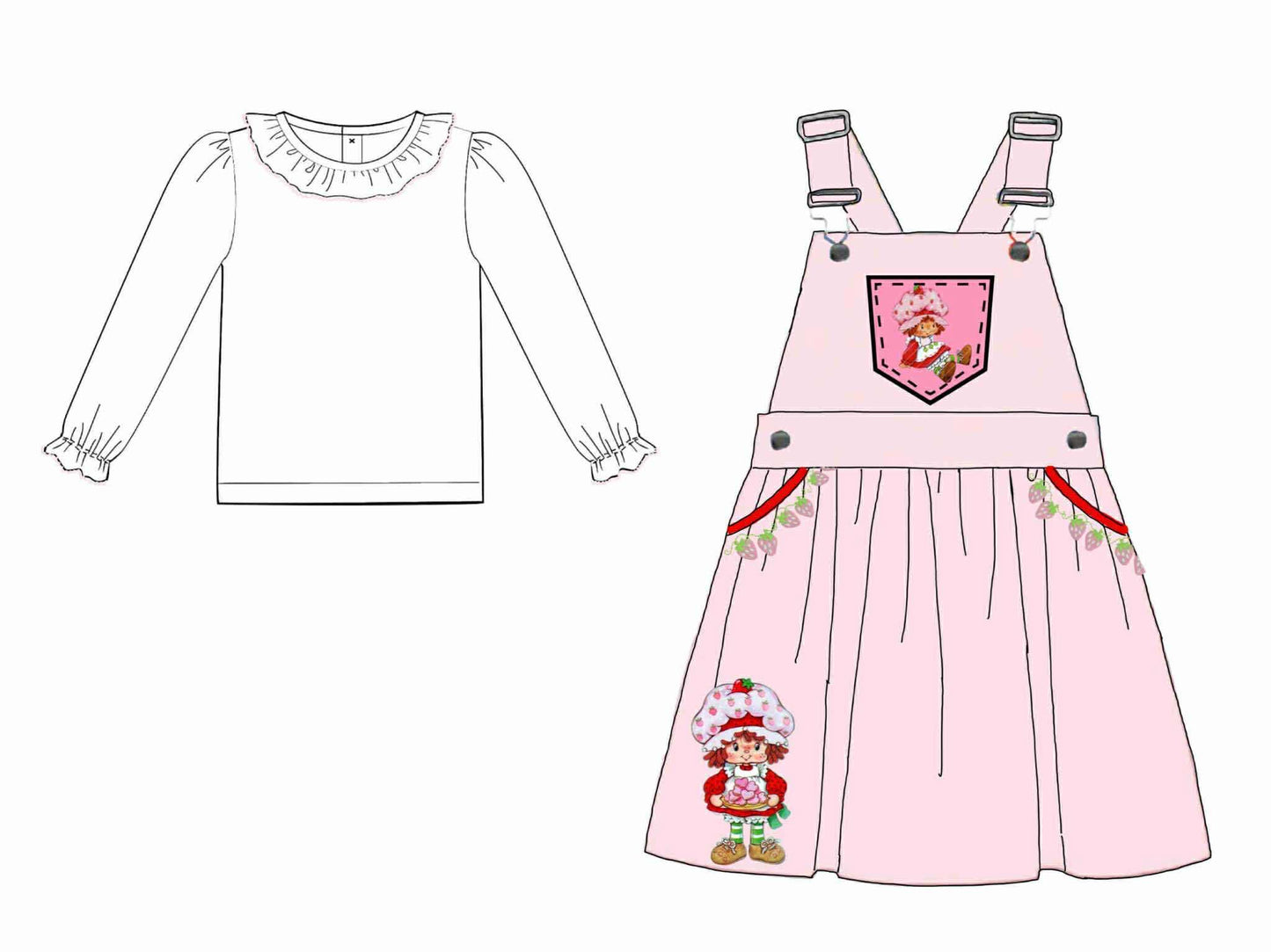 RTS: Beary Sweet- Girls Woven 2pc Dress